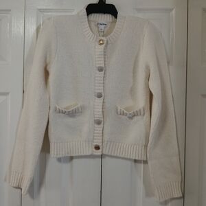 The Drop Cream Button-Up Cropped Cardigan